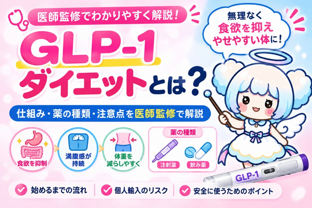 GLP-1ダイエットの仕組みと薬の種類を解説する記事のアイキャッチ