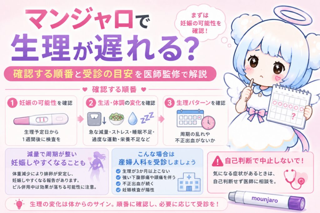 マンジャロ使用中の生理の変化について解説する記事のアイキャッチ